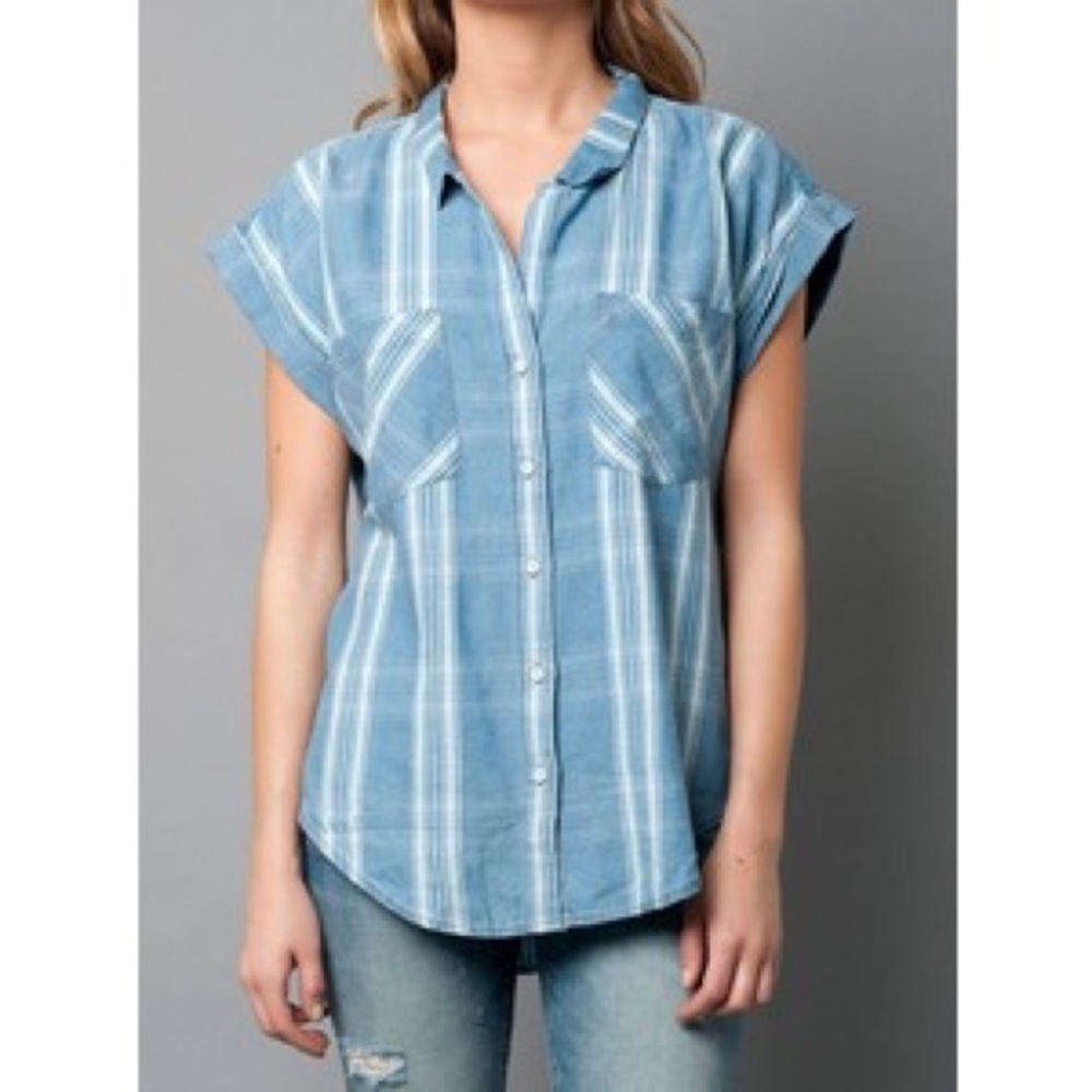 Blue Plaid Tunic Button Down